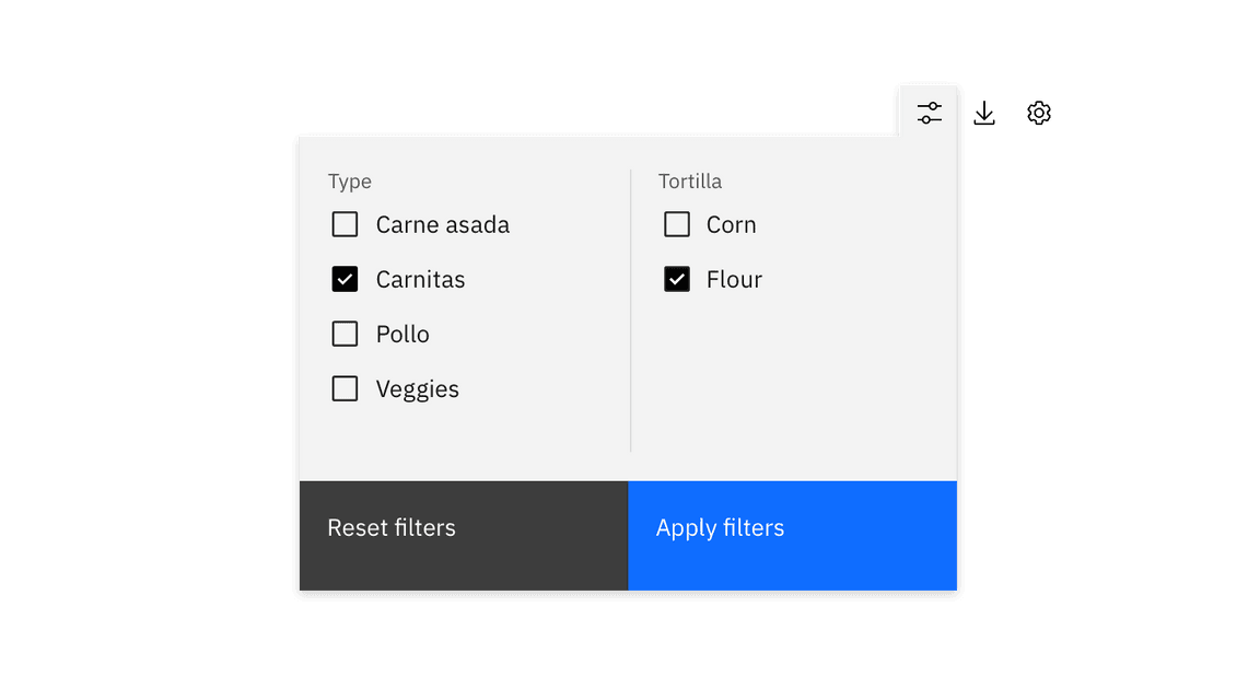 Example of batch filtering Example of batch filtering