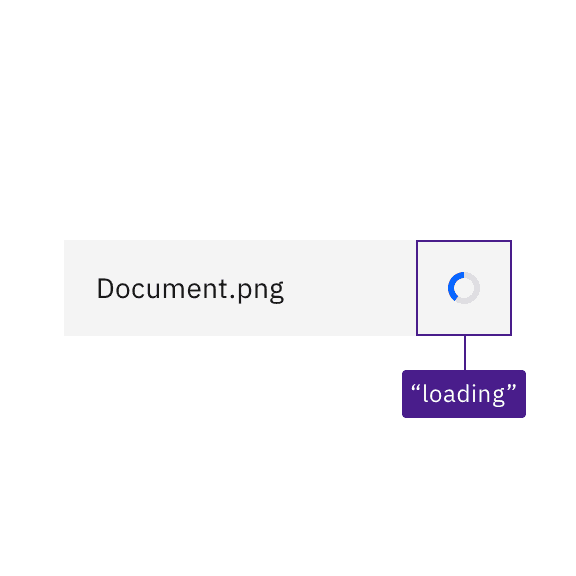 An input with a loading symbol, showing the alt text of "loading An input with a loading symbol, showing the alt text of "loading